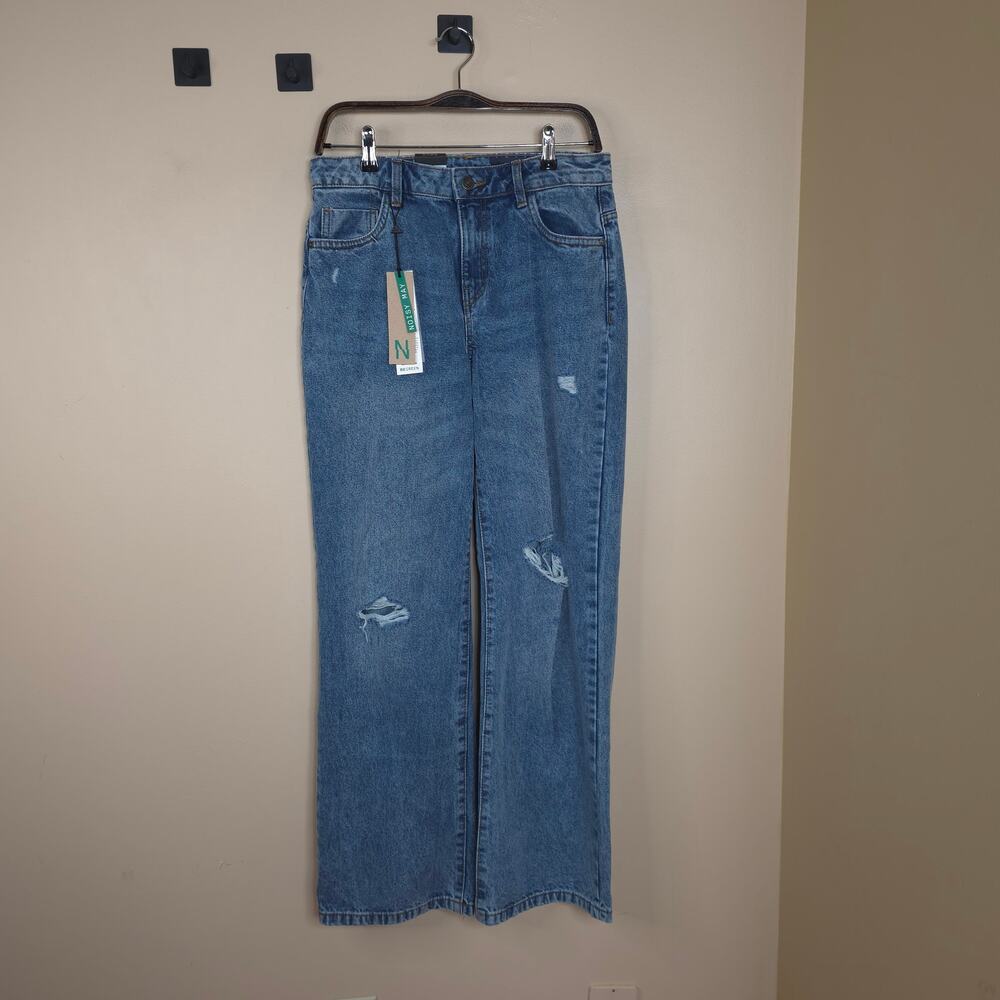 NOISY MAY Distressed Amanda Wide Leg Jeans in Medium Wash Size 29
